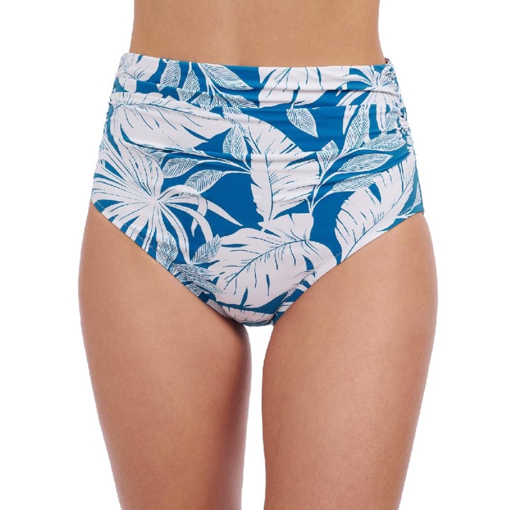 New! 💙👙 Gottex Malaya Shirred High Waist Swim Bottom White Profile - 12